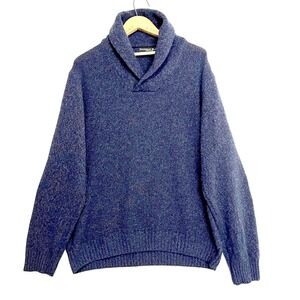 Daniele Blasi Mens XL Blue Wool Blend Shawl Neck Pullover Sweater Made in Italy